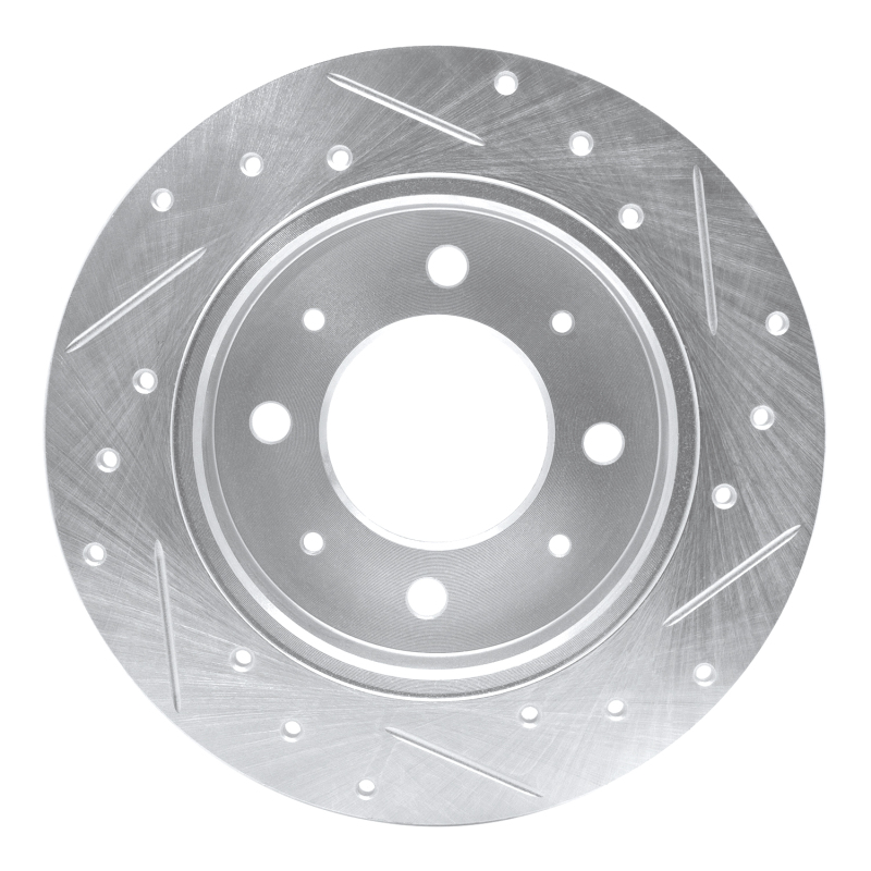 Kia Spectra5 Brake Rotor (1) - Rear Left - R1 Concepts - Drilled & Slotted - Silver - `04-`09